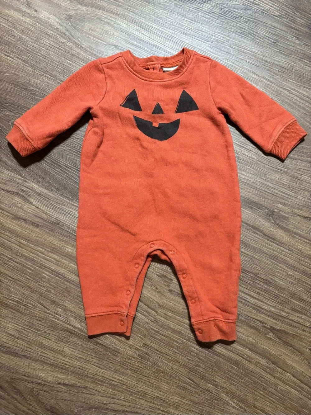 Gymboree Orange Pumpkin Face One-Piece Bodysuit 3-6 month Halloween fall baby